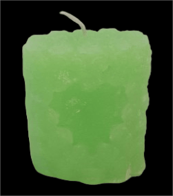 Green pillar candle, 3" x 3"