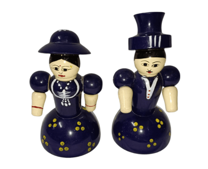 Handmade Wooden Russian Dolls - Set of 2 (Blue) Handmade Wooden Russian Dolls - Set of 2 (Blue)