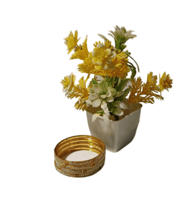 Gold Plated White Stone Studded Bangle Set of 4