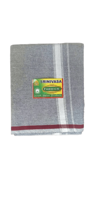 Srinivasa Cotton Pancha with Checks - White and Brown