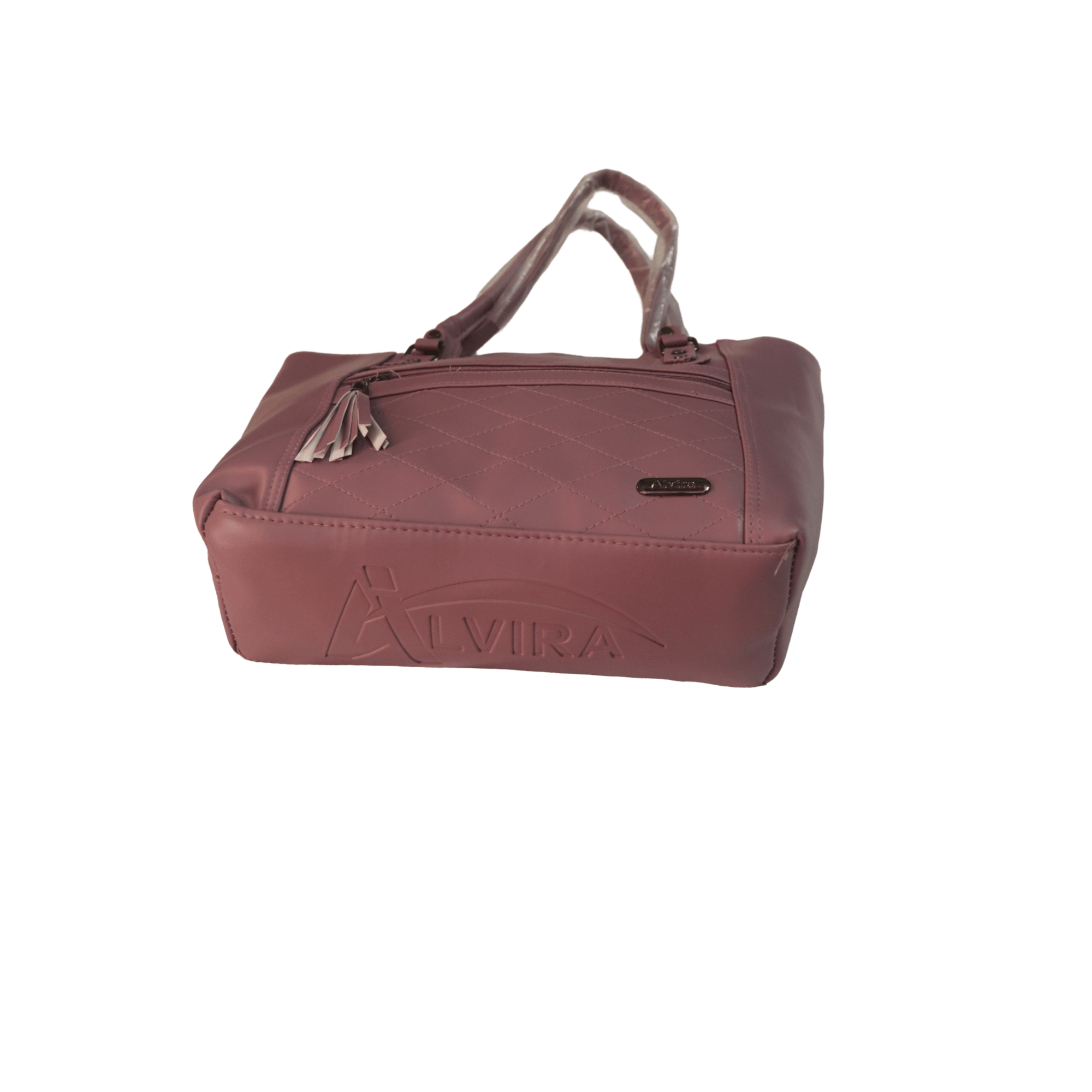 Women's Quilted Handbag with Tassel - Pink