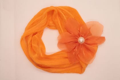 Orange Chiffon Flower Pearl Headband for Baby Girl