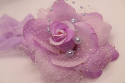 Light Purple Rose Hair Clip with Pearls
