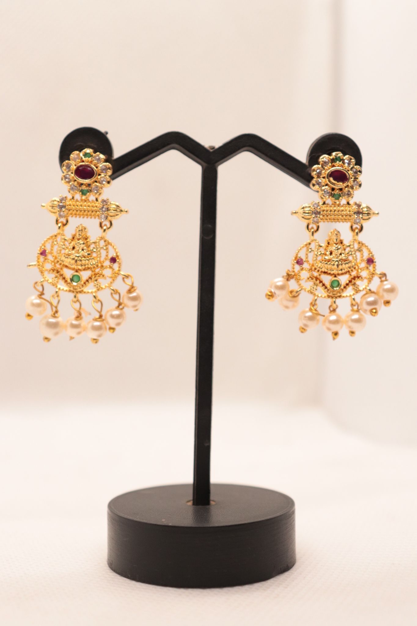 Gold Plated Traditional Indian Jhumka Earrings With Pearls For Women