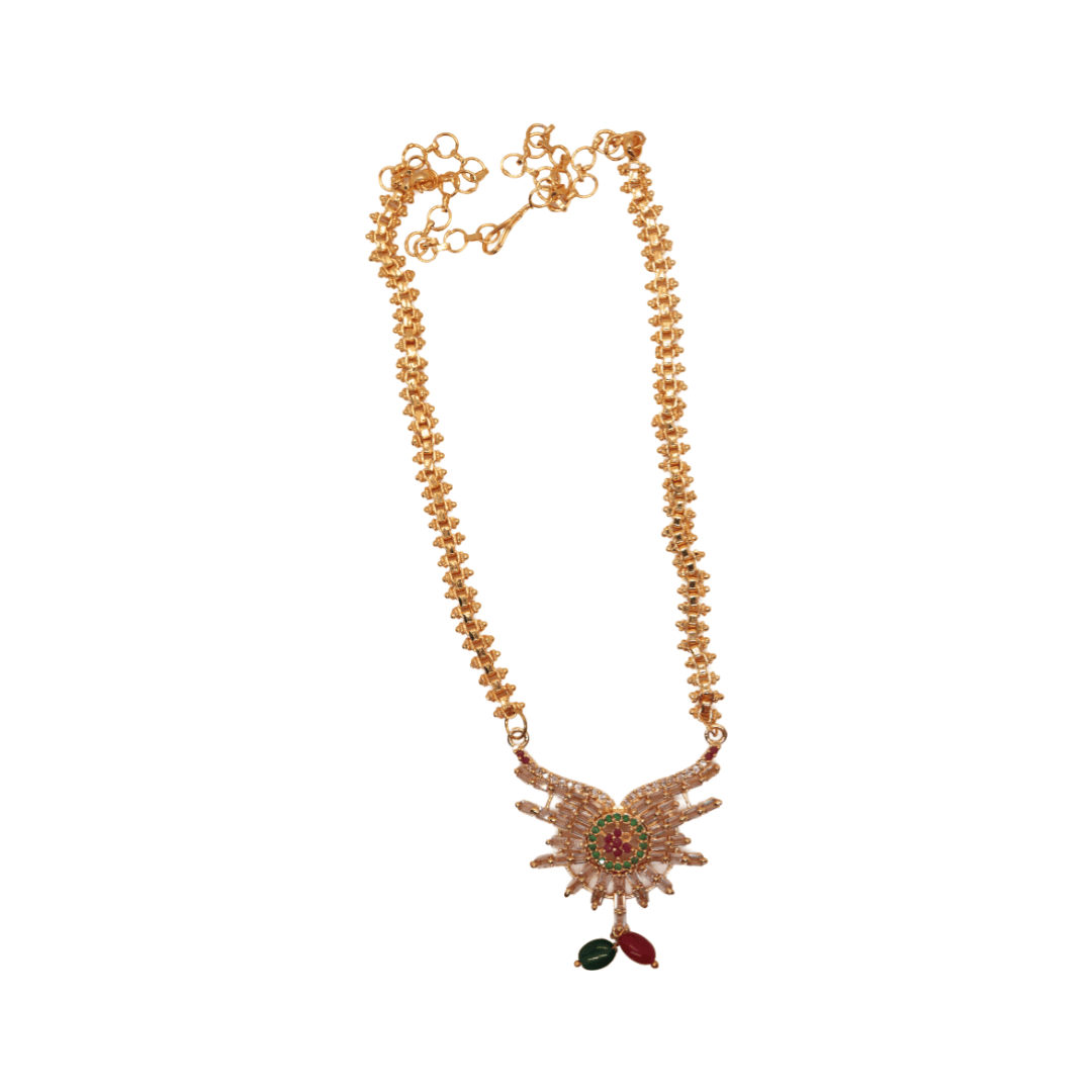 Traditional Indian Necklace Set with Cubic Zirconia Stones and Pearls for Women