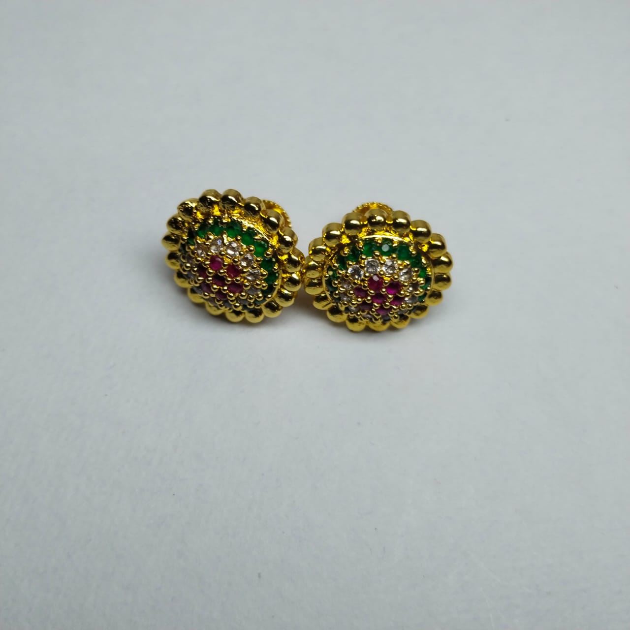 Gold Plated Kundan and Pearl Stud Earrings