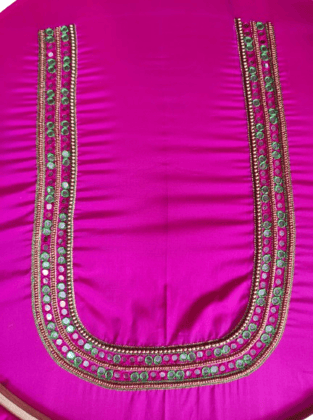 Indian Ethnic Wear Saree Blouse Neck Design With Embroidery And Mirror Work