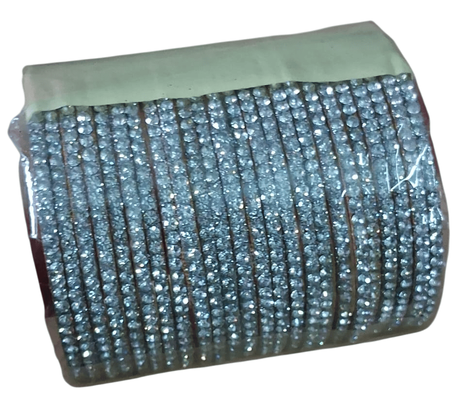 White Stone Studded Bangle Set of 24