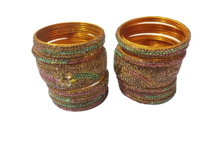 Indian Traditional Gold Plated Kundan Bangles Set for Women