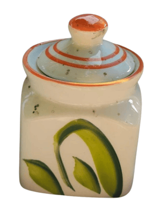 Hand painted ceramic sugar bowl with lid