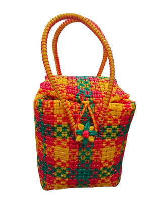 Colorful Handwoven Plastic Tote Bag Colorful Handwoven Plastic Tote Bag