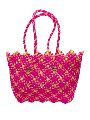 Pink Handwoven Market Tote Bag