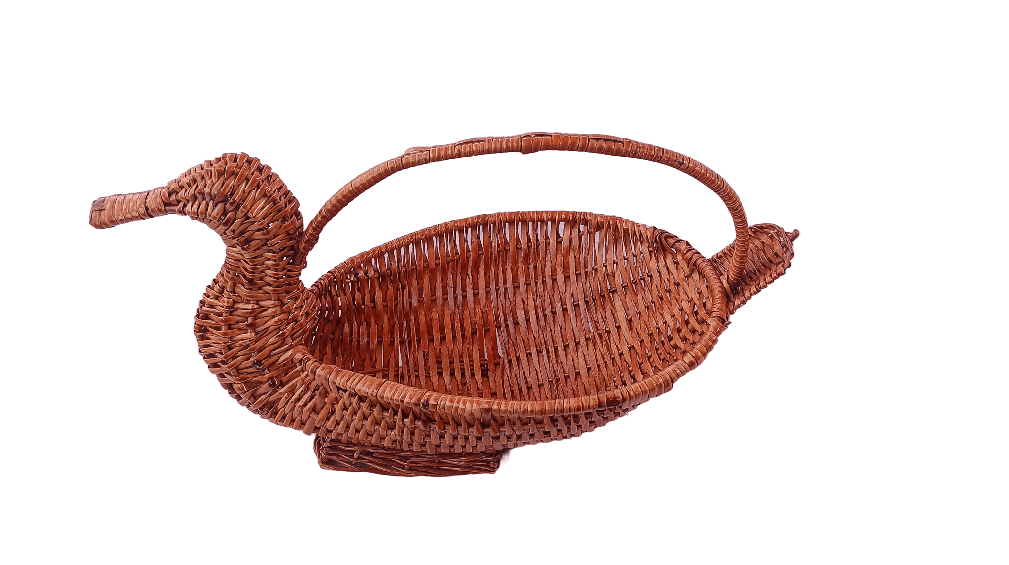 Handwoven Wicker Duck Shaped Basket with Handle for Storage and Home Decor