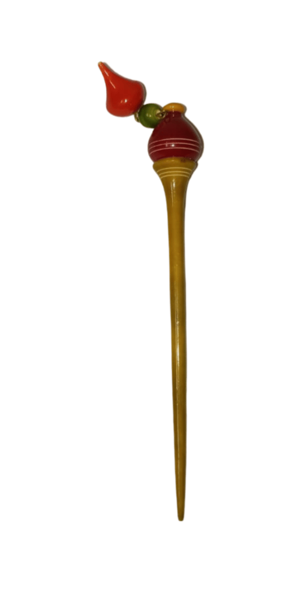 Wooden Hair Bun Stick For Women (Mustard colour)