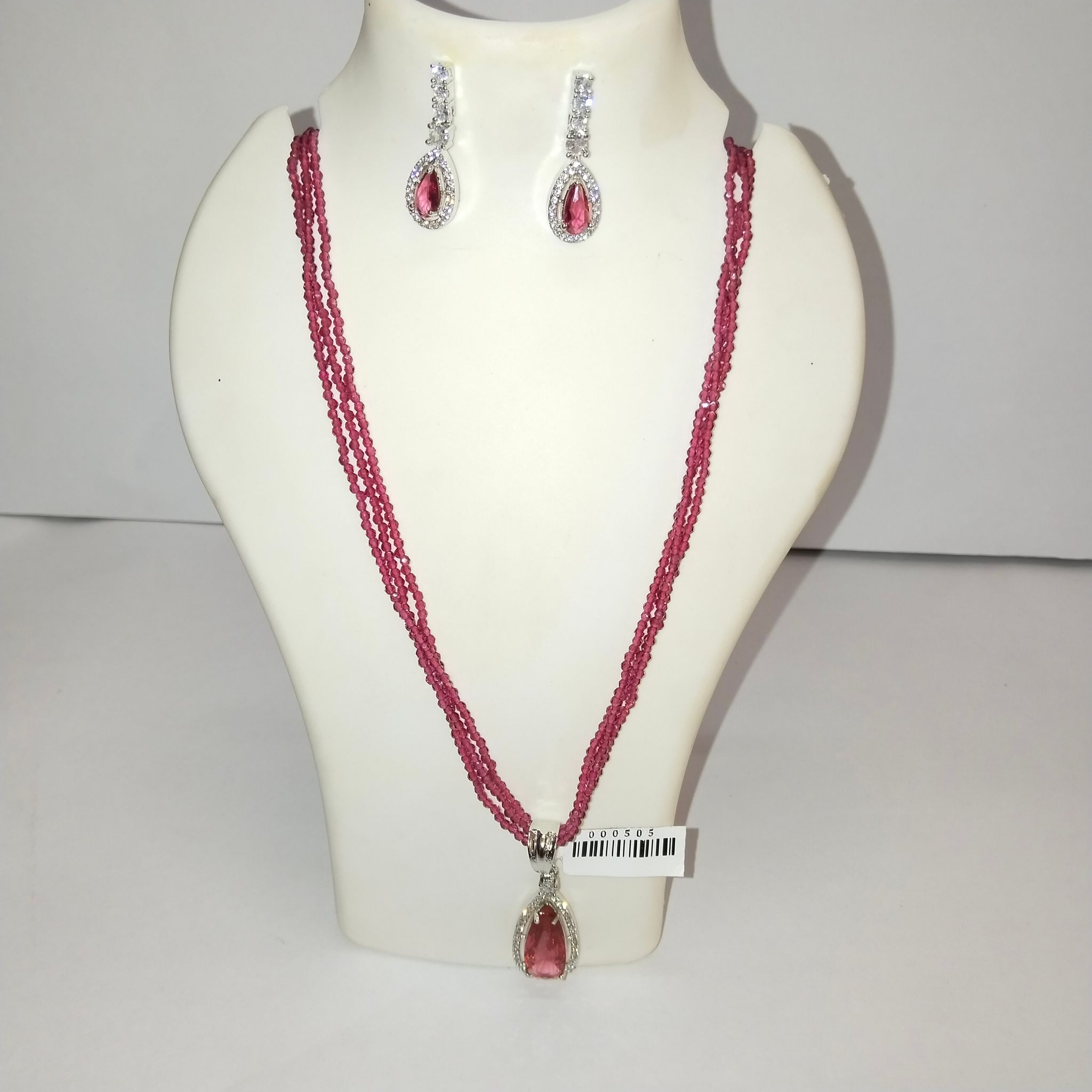 Ruby and Diamond Necklace Set in Sterling Silver