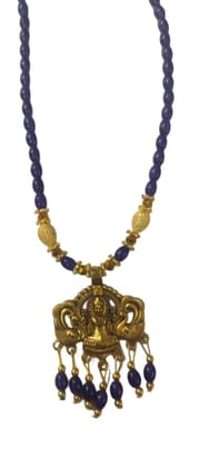 oxidized gold plated pendant set with purple beads mala