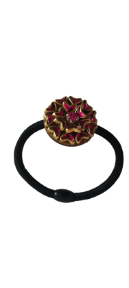 Indian Traditional Pink Stone Studded Designer Hair Rubber Band for Women