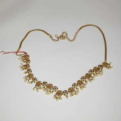 Gold Plated Traditional Indian Kempu Necklace Set with Pearls and Stones for Women Gold Plated Traditional Indian Kempu Necklace Set with Pearls and Stones for Women
