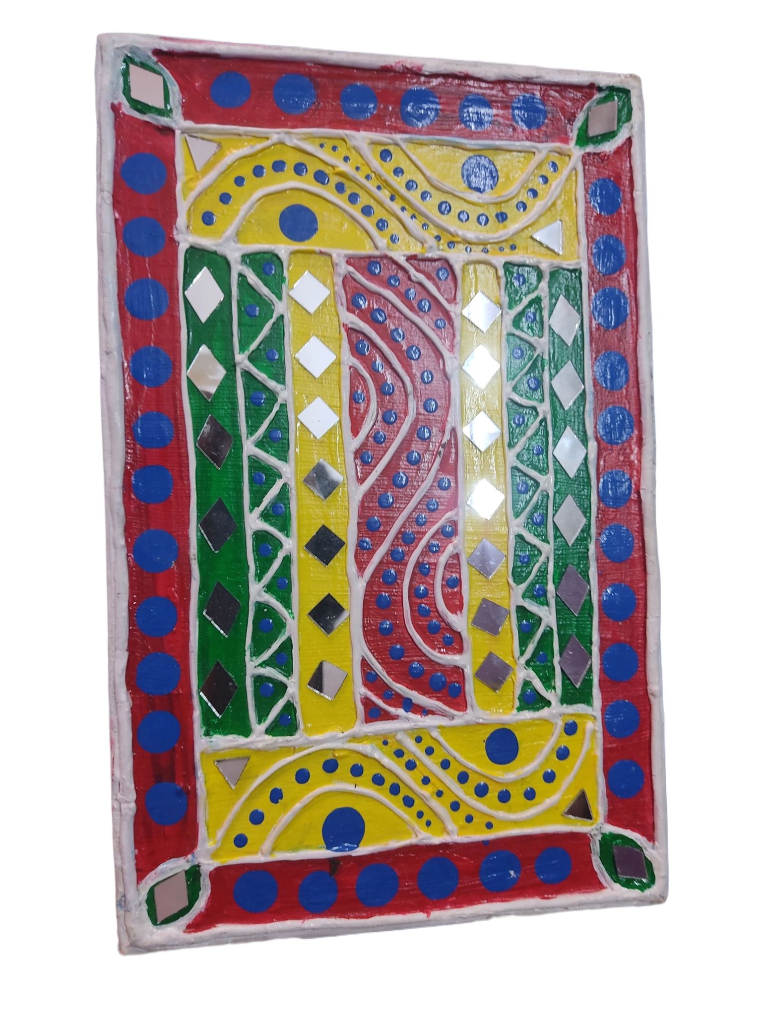 Colorful Handcrafted Wall Mirror Frame with Traditional Indian Art