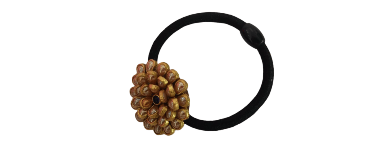 oxidized metal flower design hair rubber band