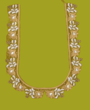 Exquisite Hand Embroidered Blouse Neckline Border with Zari and Beads