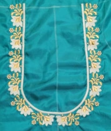 Exquisite Hand Embroidered White Floral Blouse Design With Zari Work