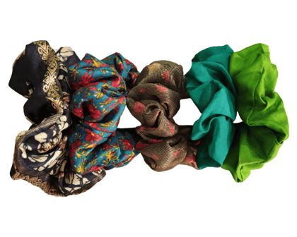 5-Pack of Handmade Silk Scrunchies in Assorted Colors