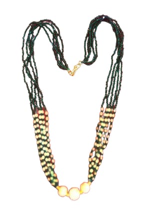 Green Beaded Necklace with Pearl Accents Green Beaded Necklace with Pearl Accents