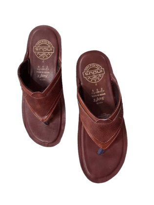 Brown Leather Flip-Flops for Men