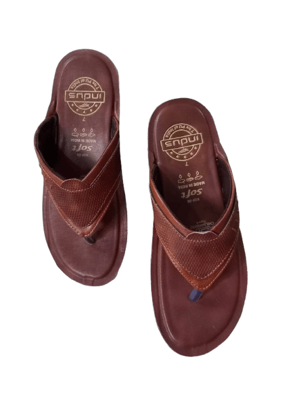 Brown Leather Flip-Flops for Men