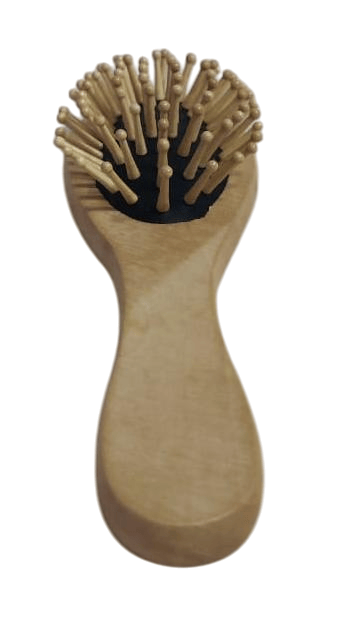 Small Oval Wooden Hair Brush with Natural Boar Bristles for Gentle Scalp Care and Hair Styling