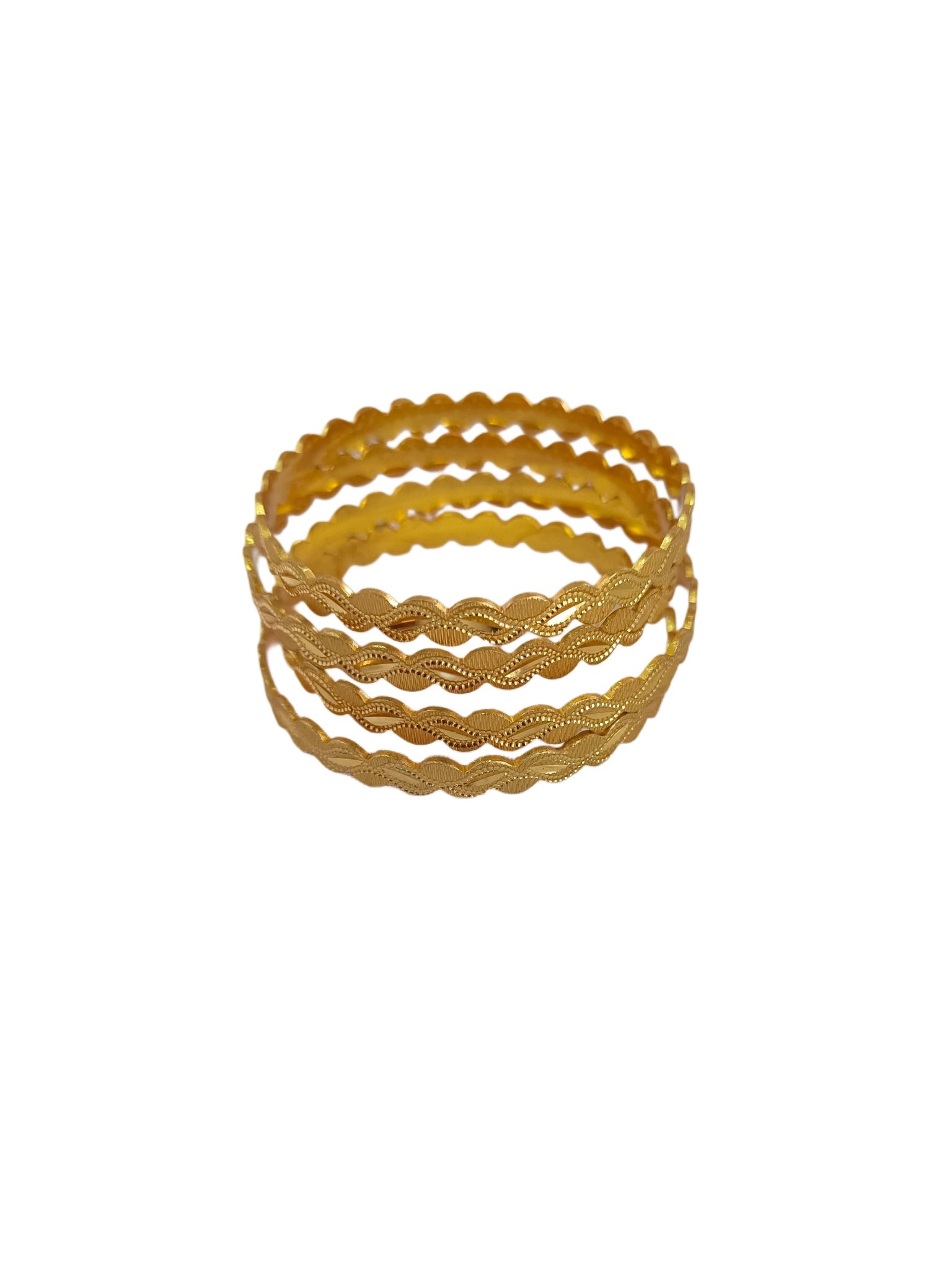 Gold Plated Twisted Bangles 4 Pcs Size 2-8