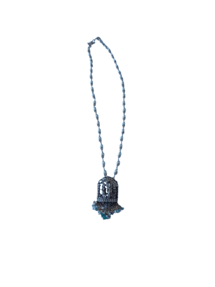 oxidized Temple pendant with pearls Mala