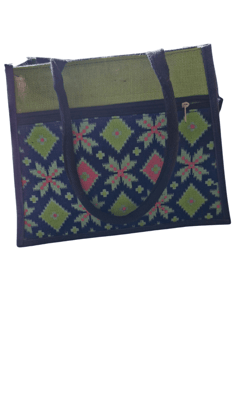 Handwoven Jute Tote Bag with Geometric Design Handwoven Jute Tote Bag with Geometric Design