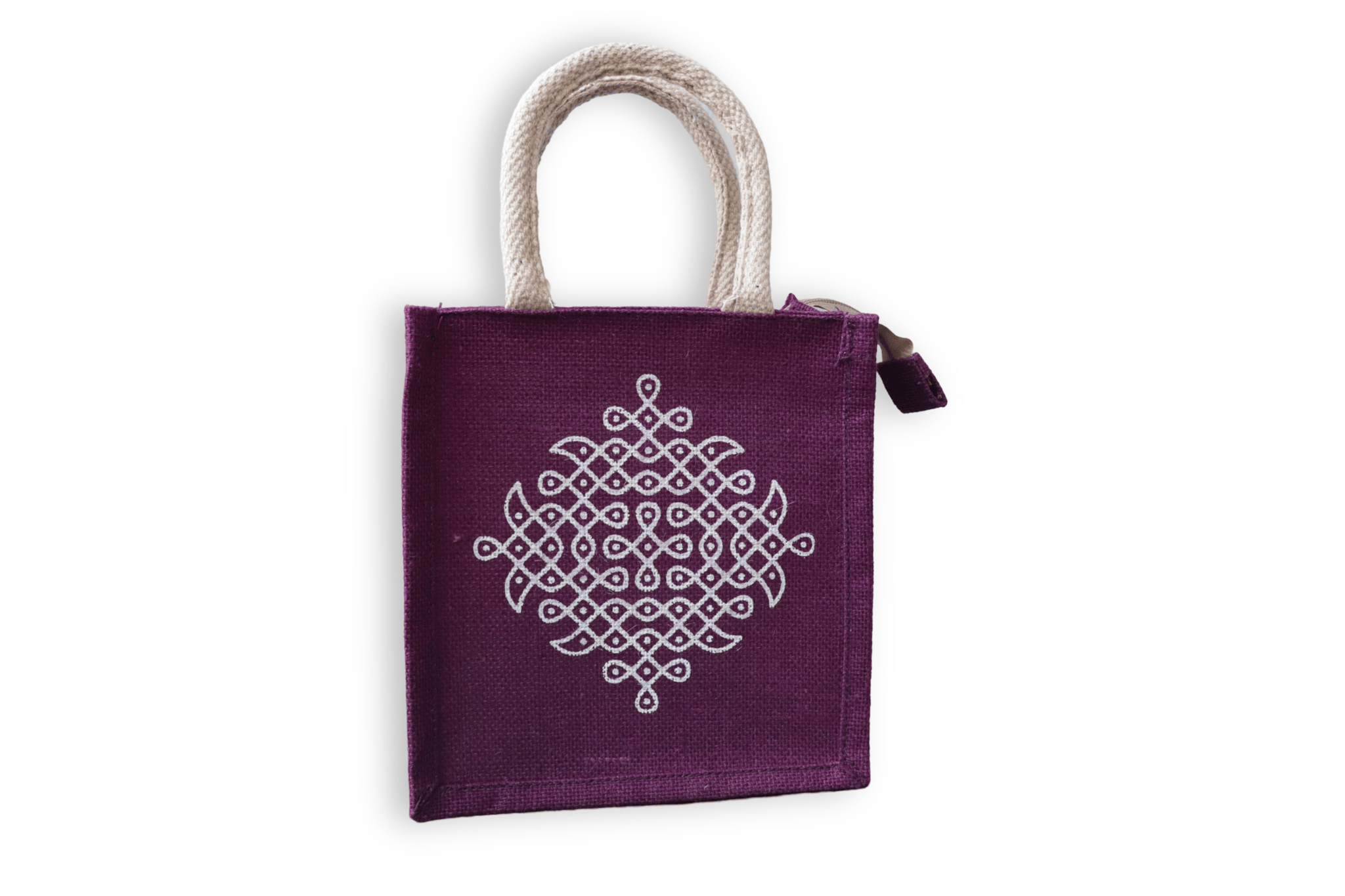 Handcrafted Jute Bag with Traditional Rangoli Design - Eco-Friendly and Reusable
