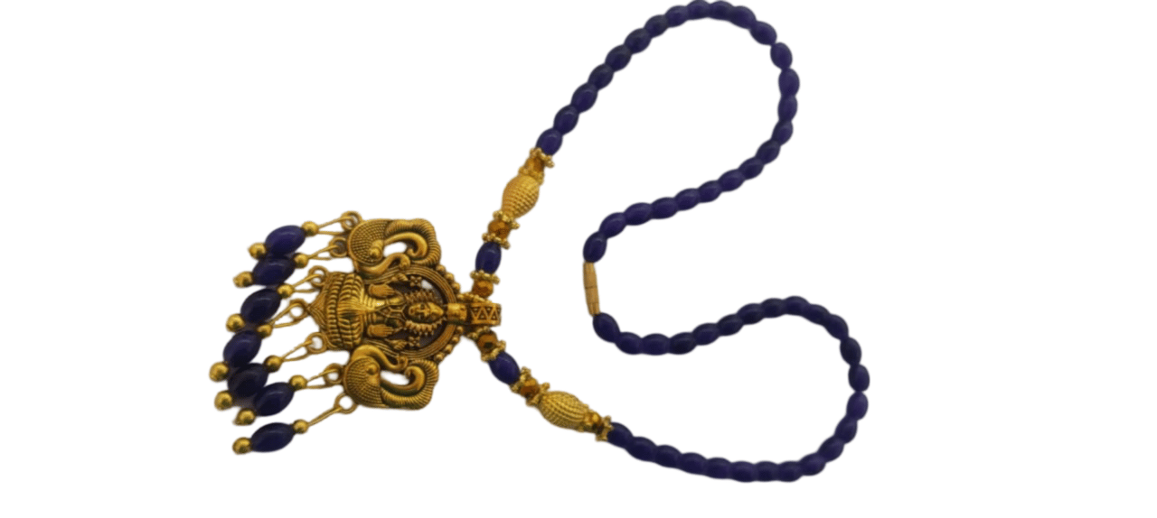 oxidized finish temple pendant with purple amethyst beads necklace set