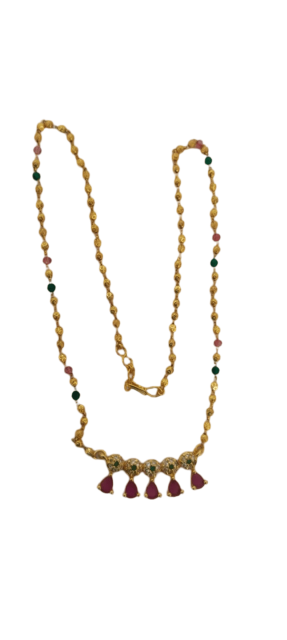 Gold Plated Traditional Indian Necklace Set with Ruby and Emerald Stones