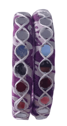 oxidized silver and lac bangles with mirror work - set of 2