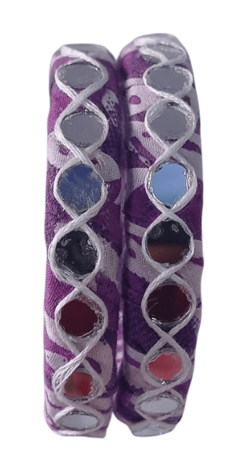 oxidized silver and lac bangles with mirror work - set of 2