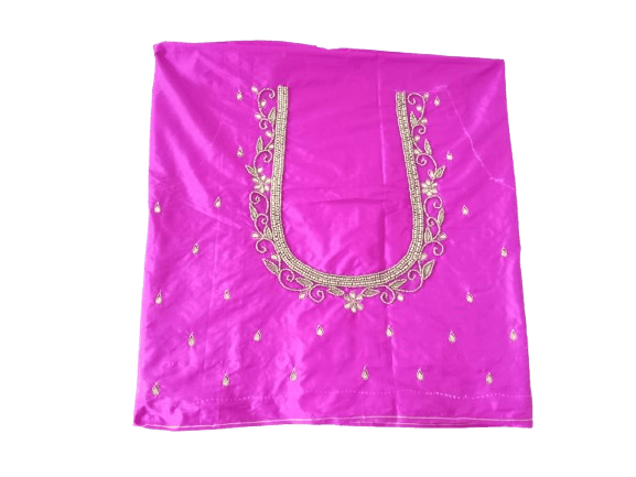 Pink Color Embroidery Work Blouse With Zari And Stone Work For Women