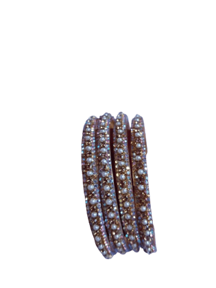 4 Piece Set Rhinestone and Pearl Bangles Set