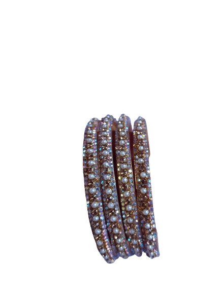 4 Piece Set Rhinestone and Pearl Bangles Set