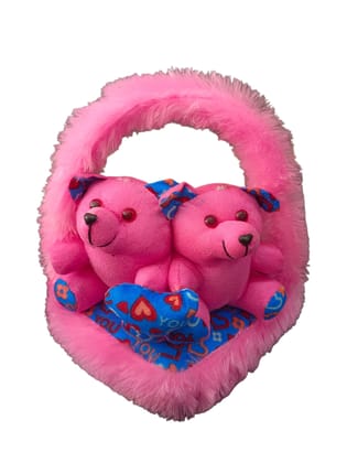 Pink Cute and cuddly twin teddy bears