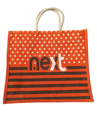 NEXT Orange and White Striped Jute Bag NEXT Orange and White Striped Jute Bag