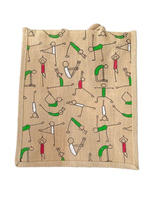 Yoga Poses Printed Jute Tote Bag Yoga Poses Printed Jute Tote Bag