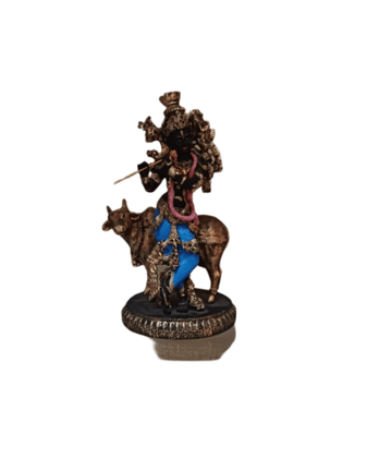 Krishna Statue Playing Flute with Cow | Hindu God | Home Decor