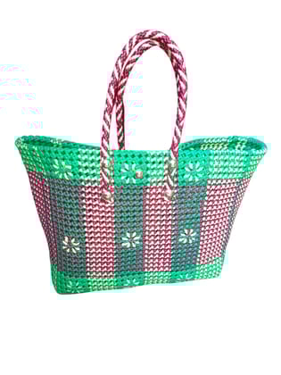 Small Handwoven Market Tote Bag with Double Handles