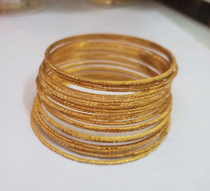 Gold Plated Glossy Finish Designer Bangles Set For Women (Pack of 12)