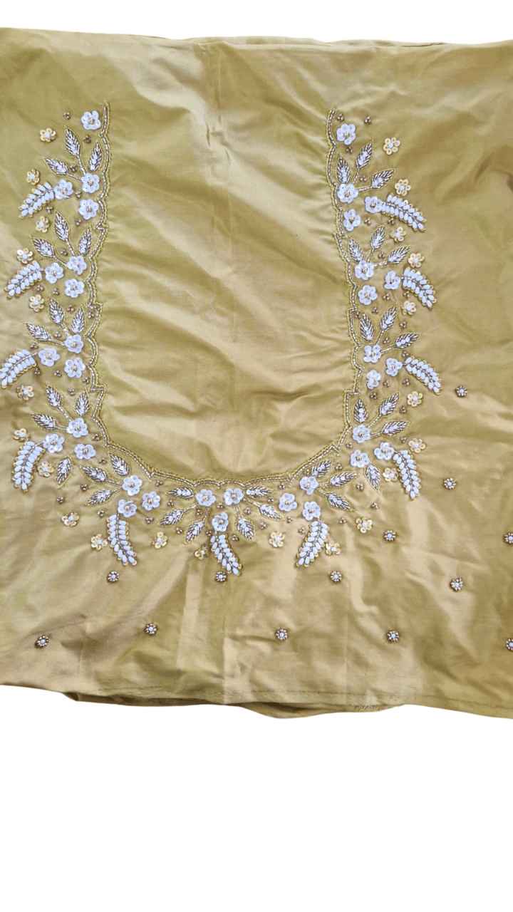 Embroidered Blouse Piece With Zari and Stone Work