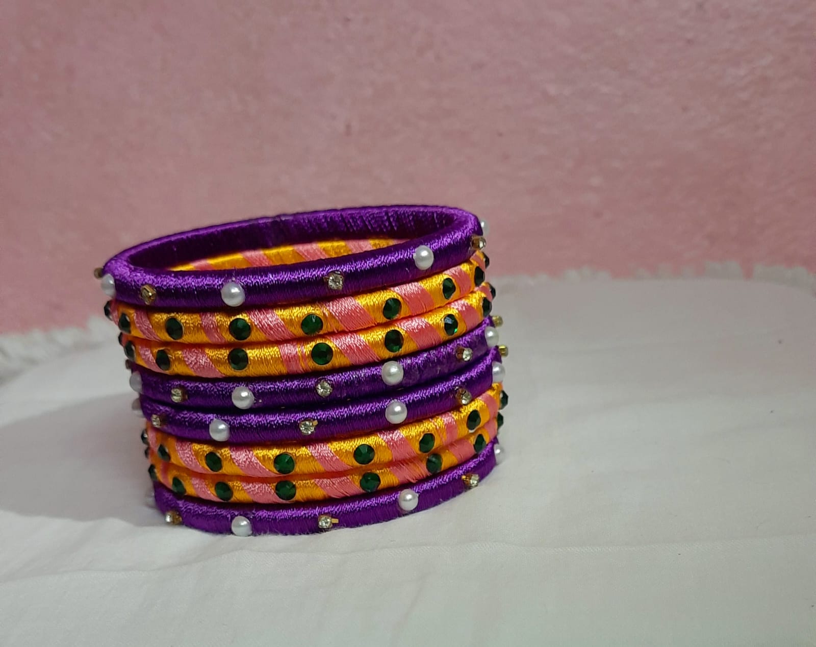 Set of 6 Beautiful Handmade Silk Thread Bangles